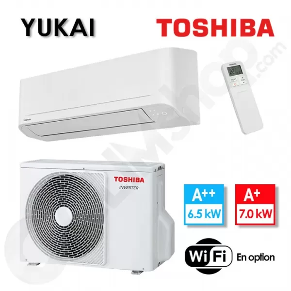Climatiseur Toshiba Yukai RAS-B24E2KVG et RAS-24E2AVG-E - 6.5 kW