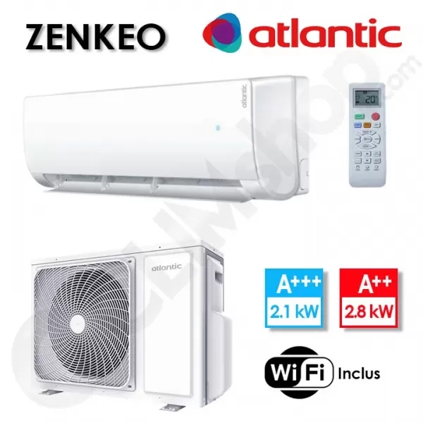 Climatiseur Zenkeo Confort Atlantic R32 AS 007 NBB.UI et 1U 007 NBRB.UE - Wifi intégré - 2 kW