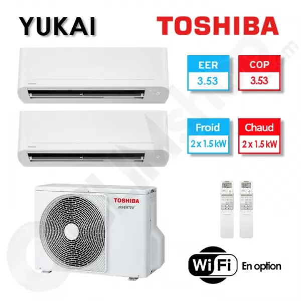 Bi-split Toshiba climatisation RAS-2M10G3AVG-E + 2 x RAS-B05E2KVG-E - (3.3 kW)