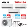 Tri-split Toshiba climatisation RAS-3M18G3AVG-E + 2 x RAS-B05E2KVG-E + RAS-B10E2KVG-E (5.2kW)