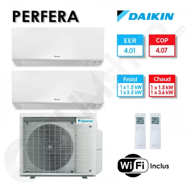 Bi-split Daikin climatisation 2MXM50B9 + CTXM15A + FTXM35A - R32 (5,0 kW)