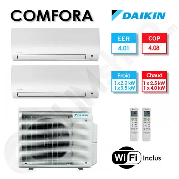 Bi-split Daikin climatisation 2MXM50B9 + FTXP20N + FTXP35N - WIFI - R32 (5,0 kW)