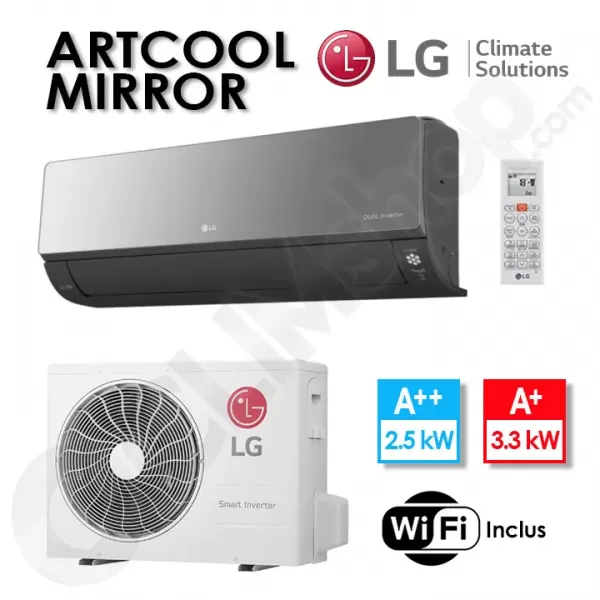 Climatiseur LG Artcool Mirror AC09BK.NSJ et AC09BK.UA3 - 2.5 kW