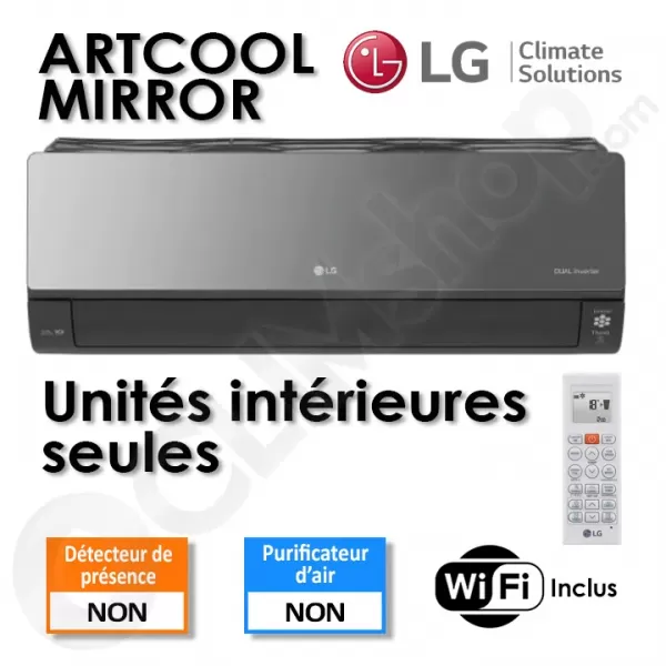 Unités intérieures design LG ARTCOOL mirror AC09BK.NSJ - AC12BK.NSJ - AC18BH.NSK - Wifi intégré