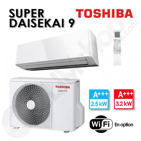 Climatiseur Super DAISEIKEI 9 Toshiba RAS-10PKVPG-E et RAS-10PAVPG-E - 2.5 kW