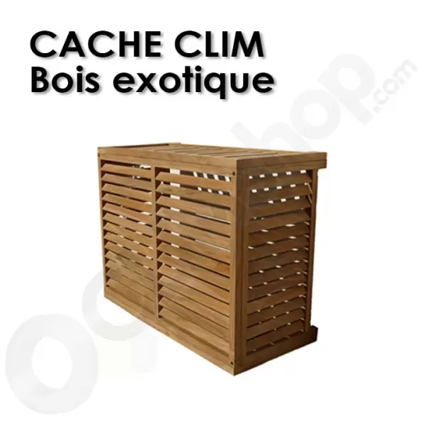 Cache climatisation extérieur décoratif en bois exotique