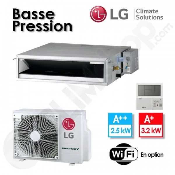 Climatisation Gainable LG basse pression CL09F.N50 / UUA1.UL0 avec télécommande PREMTB001- 2.5 kw
