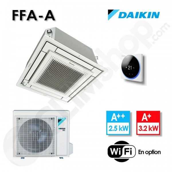 Climatisation Cassette Daikin Sky air Advance series 600 x 600 FFA25A9 / RXM25R avec télécommande BRC1H52W - 2.5 kw