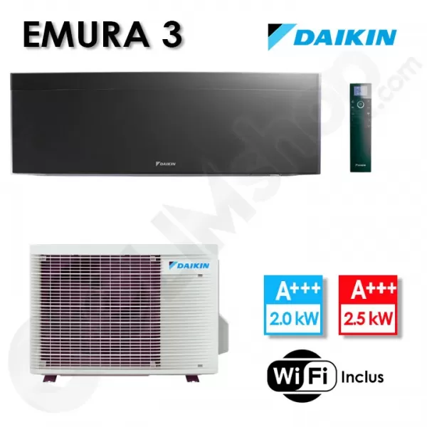 Climatiseur FTXJ20AB et RXJ20A Noir - Emura 3 Daikin - 2  kW