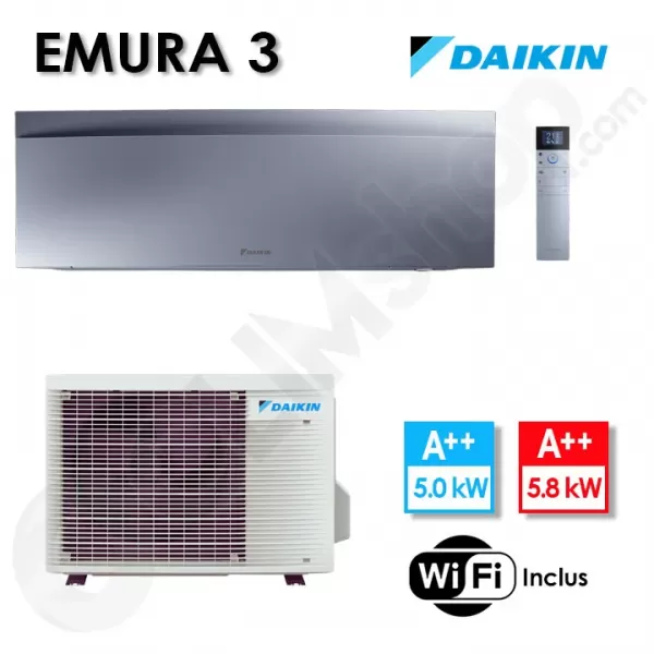 Climatiseur FTXJ50AS et RXJ50A Gris Silver - Emura 3 Daikin - 5 kW